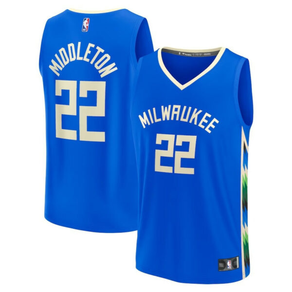 Woman's Khris Middleton Milwaukee Bucks 2022/23 Fastbreak Jersey - City Edition - Royal - Replica