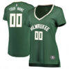 Woman's Custom Milwaukee Bucks Swingman Green Fast Break Jersey - Icon Edition - Replica