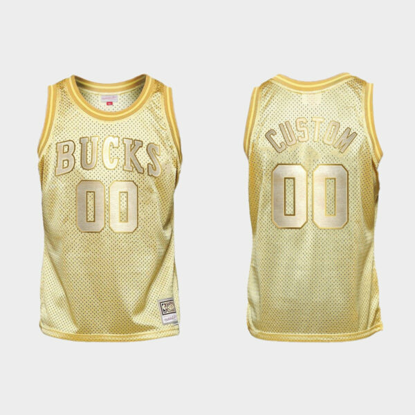 Men's Milwaukee Bucks #00 Custom Golden Midas SM HWC Limited Jersey - Replica