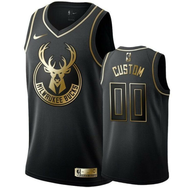 Men's MILWAUKEE BUCKS CUSTOM BLACK #00 GOLDEN EDITION SWINGMAN JERSEY - Replica