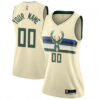 Woman's Custom Milwaukee Bucks Swingman Cream Jersey - City Edition - Replica