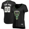 Woman's Custom Milwaukee Bucks Swingman Black Fast Break Jersey - Statement Edition - Replica