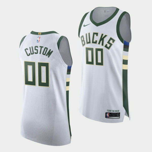 Men's Milwaukee Bucks Custom 2019-20 Jersey Association Edition White - Replica