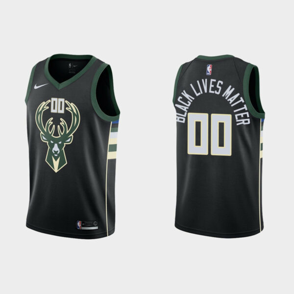 Men's Milwaukee Bucks #00 Custom Statet Black Lives Matter Jersey - Green - Replica