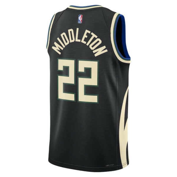 Men's Khris Middleton Milwaukee Bucks 2022/23 Statet Edition Swingman Jersey - Black - Replica