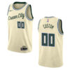 Men's 2019-20 Milwaukee Bucks #00 Custom City Edition Swingman- Cream Jersey - Replica