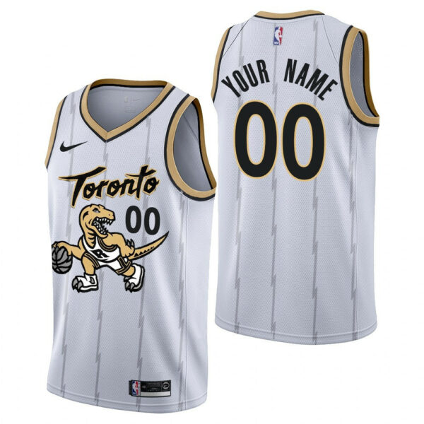 Youth's Toronto Raptors #00 Custom 2021-22 City Edition White Jersey - Replica