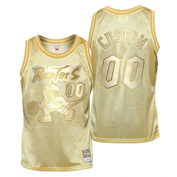 Youth's Toronto Raptors #00 Custom Midas SM Hardwood Classics Gold Jersey - Replica