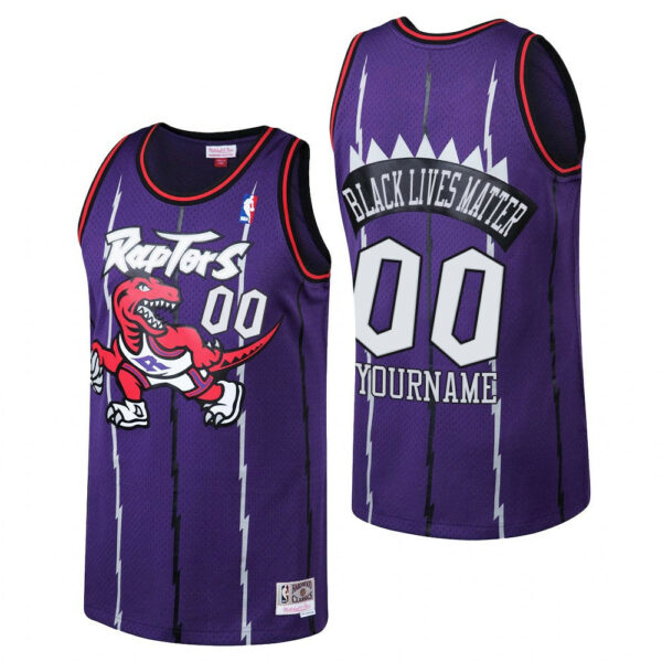 Youth's Toronto Raptors #00 Custom Purple Social Justice Hardwood Classics Jersey - - Replica