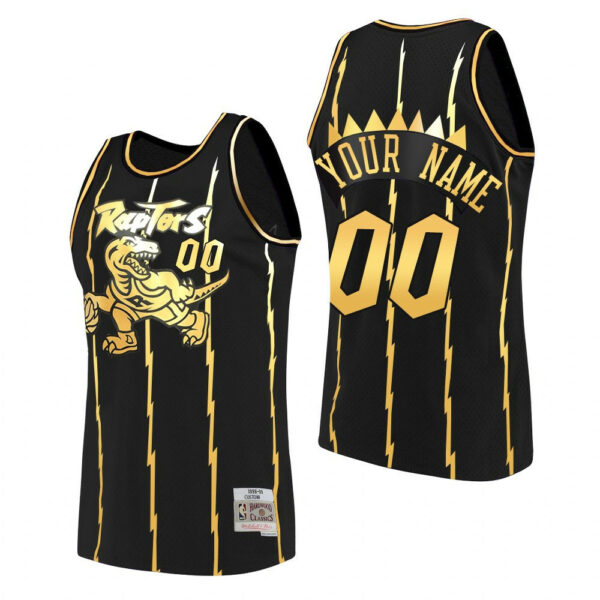 Youth's Toronto Raptors #00 Custom 2021 Golden Edition HWC Limited Black Jersey - - Replica