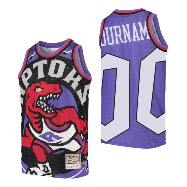 Youth's Mitchell & Ness Toronto Raptors #00 Custom Big Face Hardwood Classics Purple Jersey - Replica