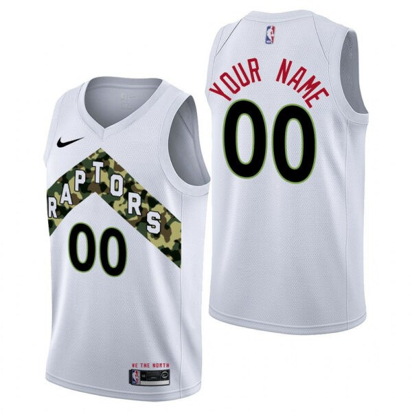 Youth's Toronto Raptors #00 Custom 2021 Memorial Day White Jersey - Replica