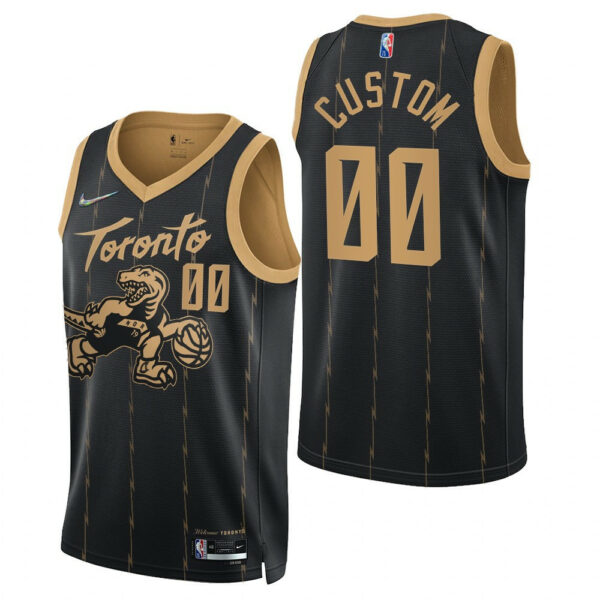 Men's Toronto Raptors Custom #00 2021-22 75th Anniversary City Edition Black Swingman Jersey - Replica