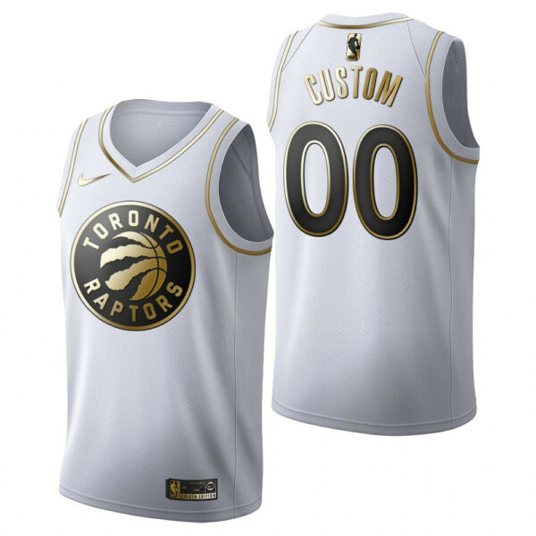 Men's Toronto Raptors #00 Custom Golden Edition White Jersey - Replica