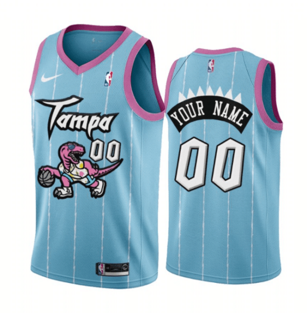 Men's Toronto Raptors Custom Name Number Jersey Pink Blue 2021 Tampa City - Replica