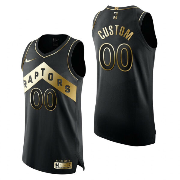 Men's Toronto Raptors #00 Custom Black Golden Limited Edition Jersey - Replica