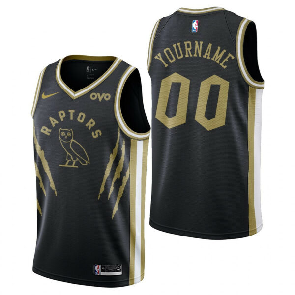 Men's Toronto Raptors Custom #00 OVO Black Jersey - Replica