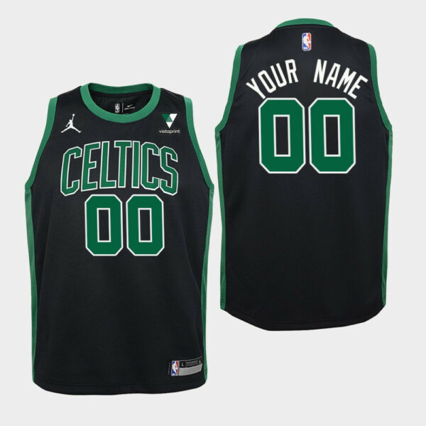 Youth's Boston Celtics #00 Custom Statet Vistaprint Patch Black 2020-21 Jersey -