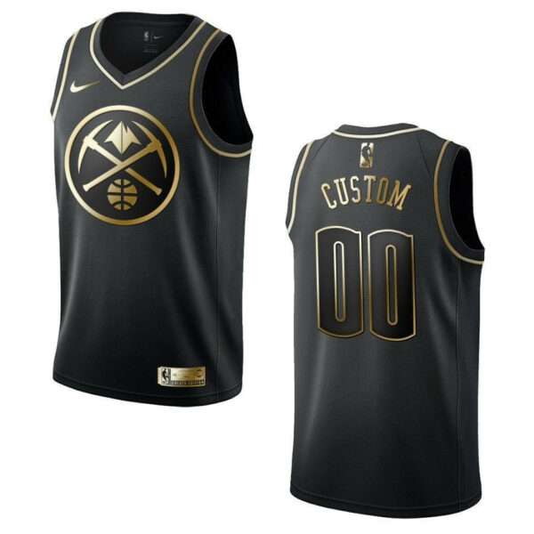 Men's Denver Nuggets #00 Custom Golden Edition Jersey - Black , Basketball Jersey - Replica