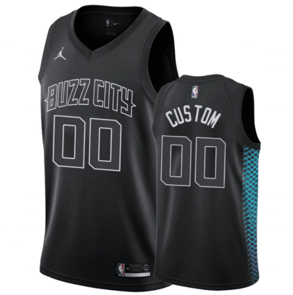 Youth's Charlotte Hornets Custom Name Number Jersey City Black - Replica