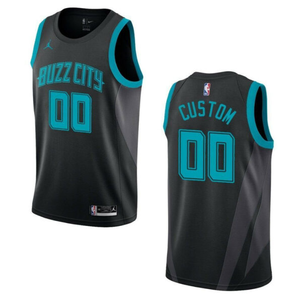 Youth's 2019-20 Charlotte Hornets #00 Custom City Swingman- Black Jersey - Replica