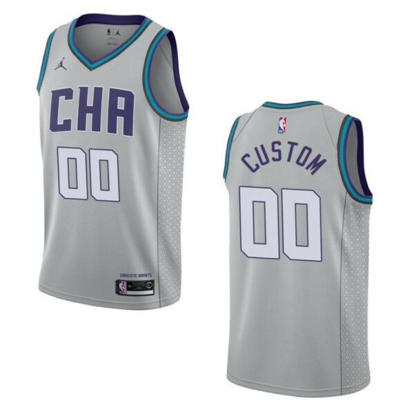 Youth's 2019-20 Charlotte Hornets #00 Custom City Edition Swingman- Gray Jersey - Replica