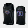 Men's Charlotte Hornets #00 Iridescent Logo Custom Iridescent Holographic Limited Edition Jersey - Black - Replica