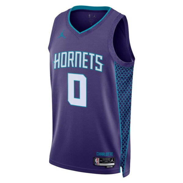 Men's Charlotte Hornets #00 Custom 2022/23 Statet Edition Swingman Jersey - Purple - Replica