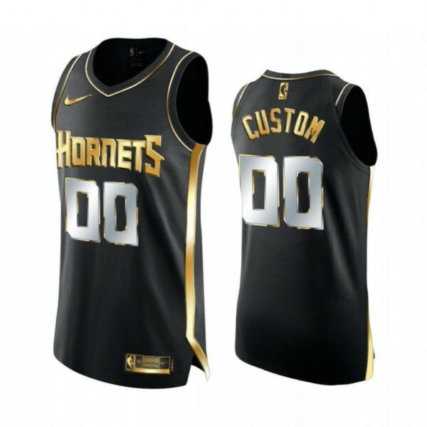 Men's CHARLOTTE HORNETS CUSTOM BLACK GOLDEN EDITION LIMITED JERSEY 2020-21 - Replica