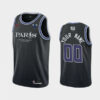 Men's Charlotte Hornets #00 2020 Paris Game Custom Jersey - Black - Replica