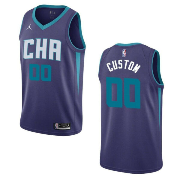 Men's 2019-20 Charlotte Hornets #00 Custom Statet Swingman Jersey - Purple - Replica