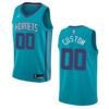 Men's Charlotte Hornets #00 Custom Icon Swingman Jersey - Teal , Basketball Jersey - Replica