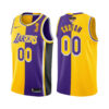 Youth's Custom Los Angeles Lakers 2020 NBA Finals Champions Purple Gold Jersey Split - Replica