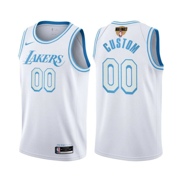 Youth's Custom Los Angeles Lakers 2021 NBA Playoffs White Jersey City Edition - - Replica