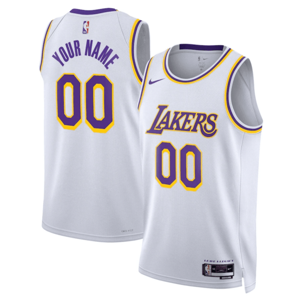 Youth's Los Angeles Lakers Custom White 2022/23 Swingman Jersey - Association Edition - Replica