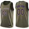 Youth's Custom Los Angeles Lakers Swingman Green Salute to Service Jersey - Replica