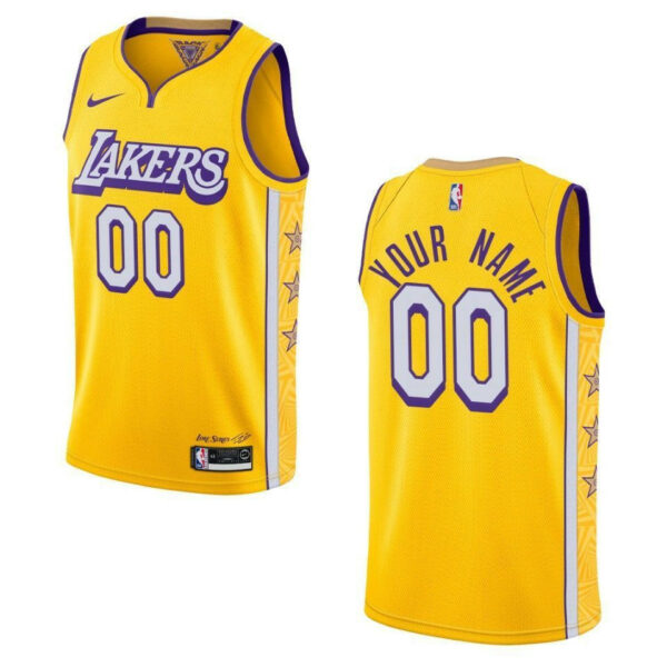 Men's 2019-20 Los Angeles Lakers #00 Custom City Edition Swingman- Yellow Jersey - Replica