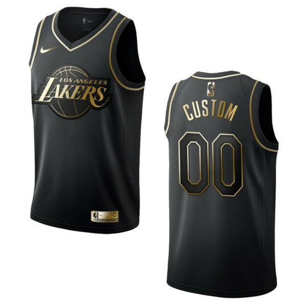 Men's Los Angeles Lakers #00 Custom Golden Edition Jersey - Black - Replica