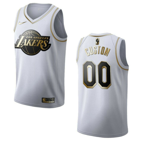 Men's Los Angeles Lakers #00 Custom Golden Edition Jersey - White - Replica