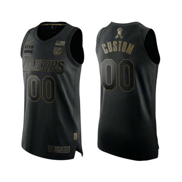 Men's Custom Los Angeles Lakers Black Salute To Service Jersey 2020 Limited - Replica