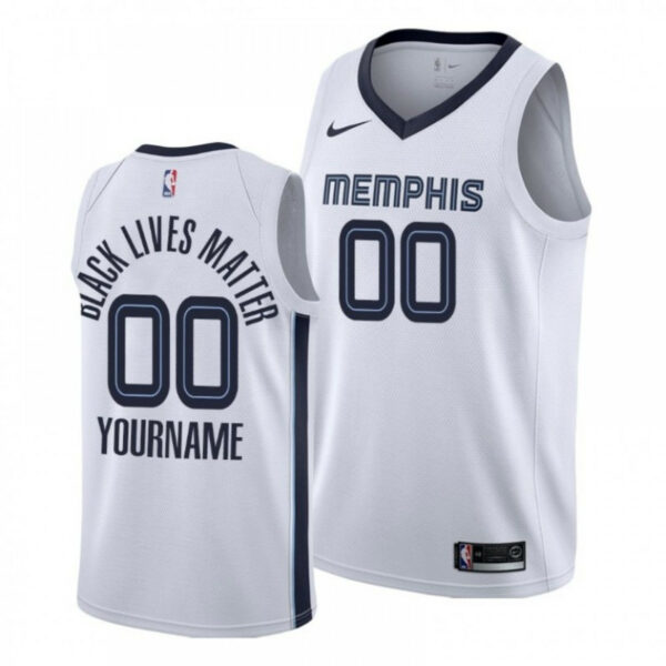 Youth's MEMPHIS GRIZZLIES BLM SOCIAL JUSTICE CUSTOM WHITE JERSEY ASSOCIATION - Replica