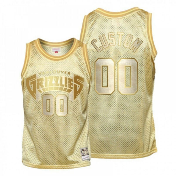 Youth's MEMPHIS GRIZZLIES CUSTOM MIDAS SM GOLDEN HWC LIMITED JERSEY - - Replica