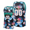 Men's MEMPHIS GRIZZLIES CUSTOM #00 FLORAL FASHION BLACK JERSEY - Replica