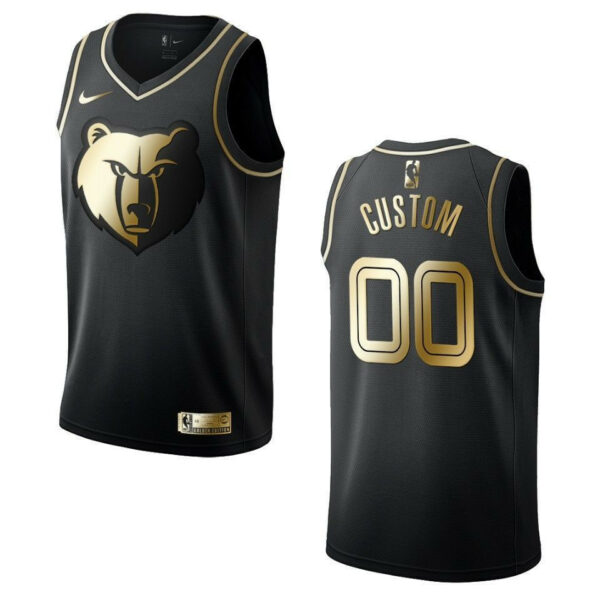 Men's Memphis Grizzlies #00 Custom Golden Edition Jersey - Black , Basketball Jersey - Replica