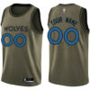 Youth's Custom Minnesota Timberwolves Swingman Green Salute to Service Jersey - Replica