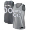 Woman's Custom Minnesota Timberwolves Swingman Silver Jersey - City Edition - Replica