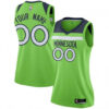 Woman's Custom Minnesota Timberwolves Swingman Green Jersey - Statement Edition - Replica