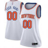 Woman's Custom New York Knicks Swingman White Jersey - Association Edition - Replica