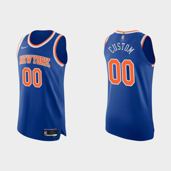 Men's New York Knicks Custom #00 2021/22 75th Anniversary Blue Jersey - Replica