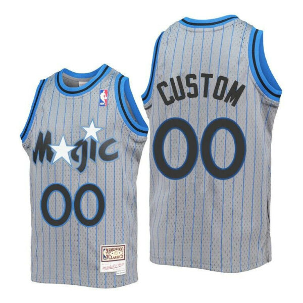 Men's Custom Orlando Magic Jersey #00 Reload Gray Throwback - Replica